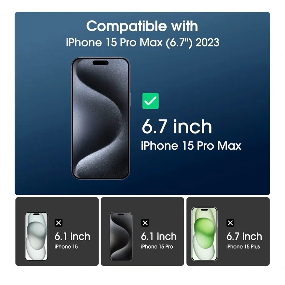 Tempered Glass Screen Protector for iPhone 15 Pro Max- Clear 2+2 Pack NWT